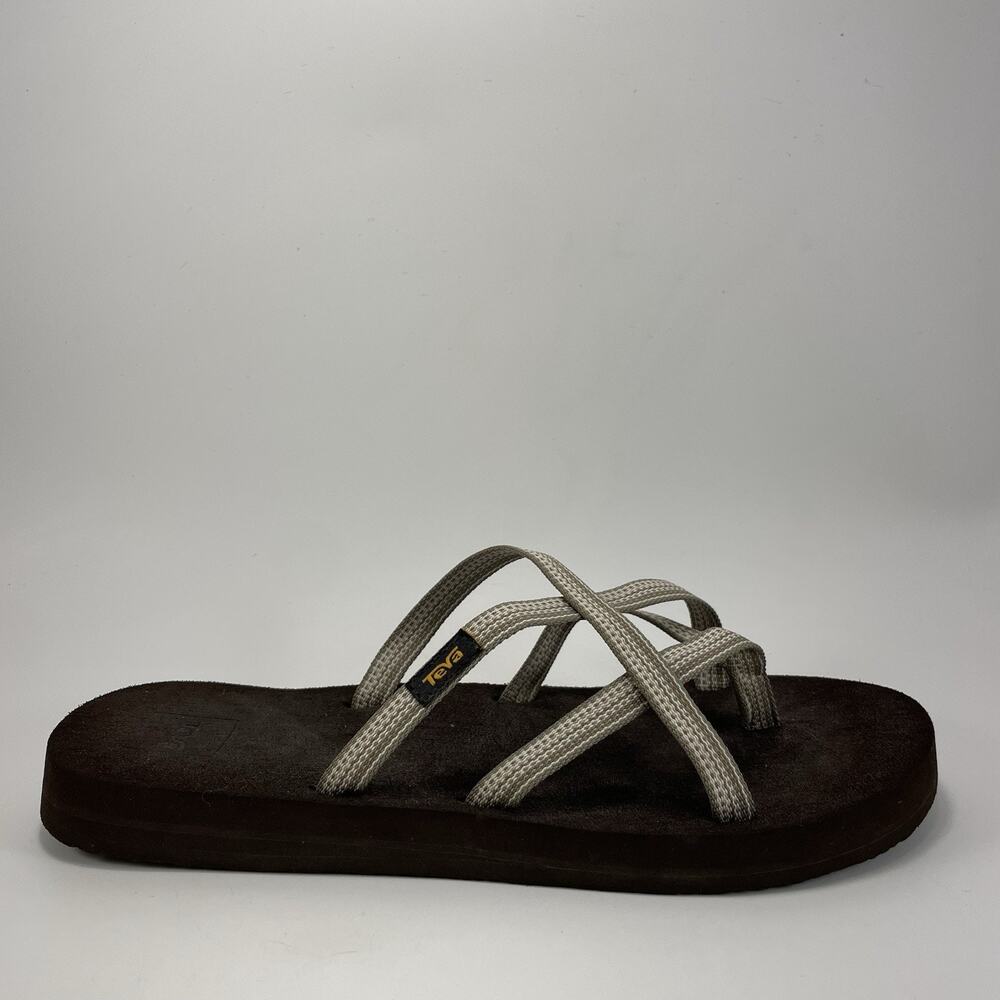 Teva Olowahu Strappy Beach Sandals Slides Womens Size 10 Brown Lightweight